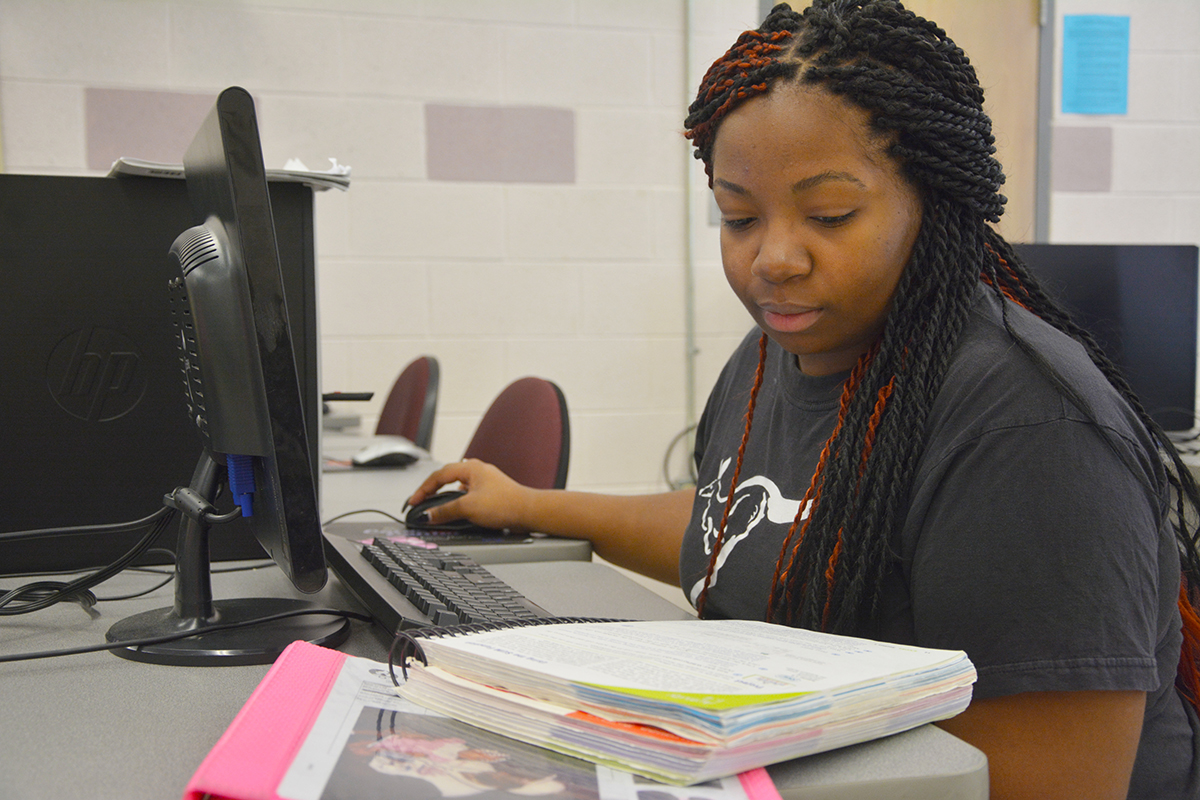 A Richmond Community College student looks over the lesson in an Information Technology class. The college is offering more online courses and programs in 2017 when the spring semester starts on Jan. 6. Final registration for new students will be held Jan. 3-5. 