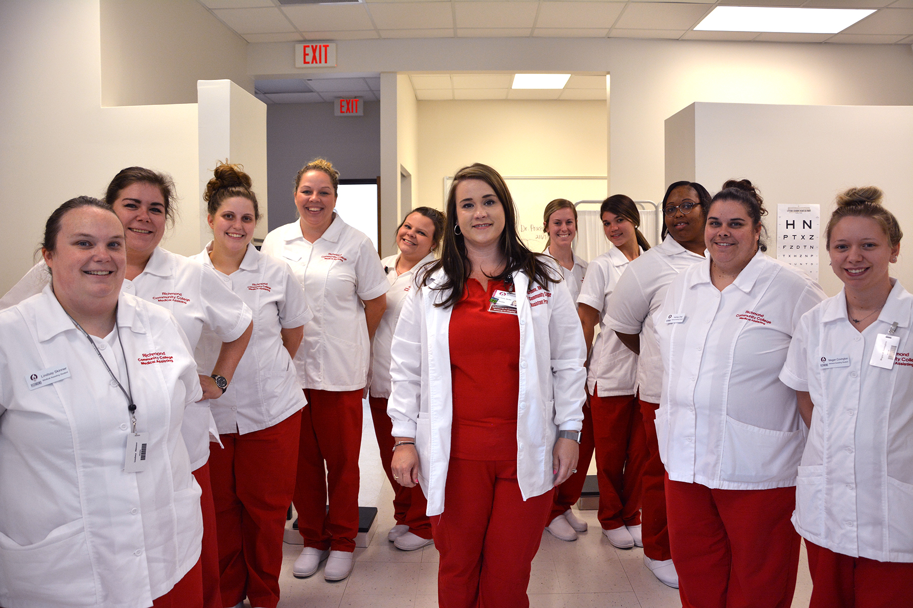 Group photo of Medical Assisting students with instructor Crystal Greene.