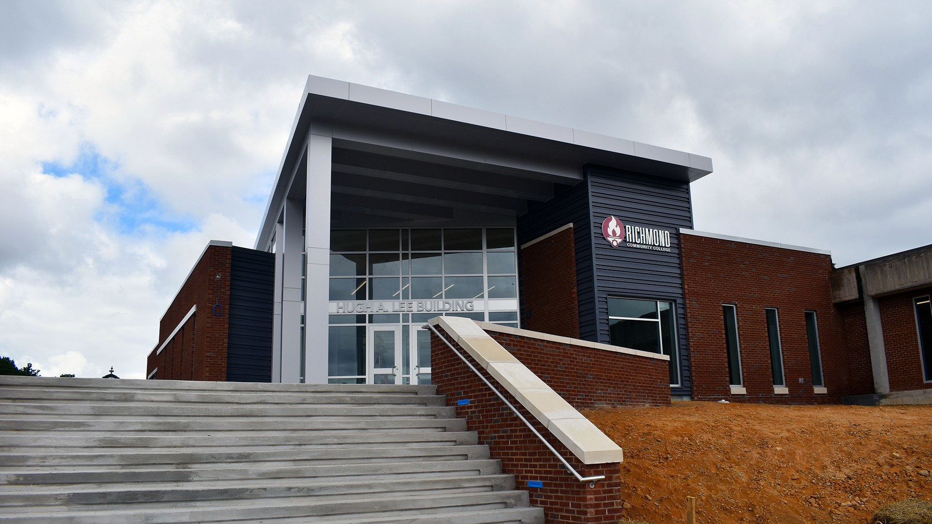 Front of Lee Building with new staircase