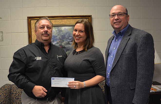 Sharp Business Systems General Manager Lavern Schultz made a $10,000 donation to the Richmond Community College Foundation. Schultz, left, is pictured with RCC Foundation Director Olivia Webb and RichmondCC President Dr. Dale McInnis.
