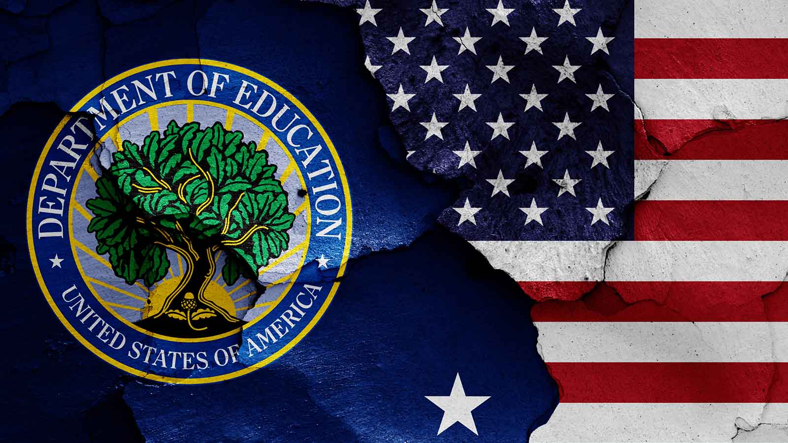 Department of Education symbol on an American flag