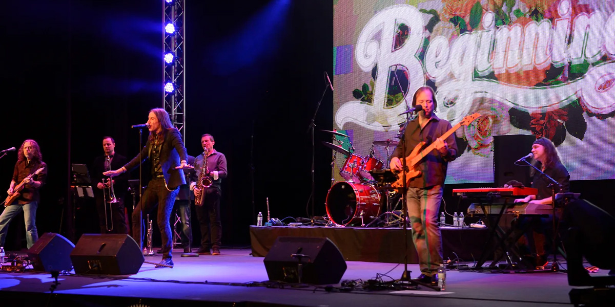 Chicago tribute band on stage