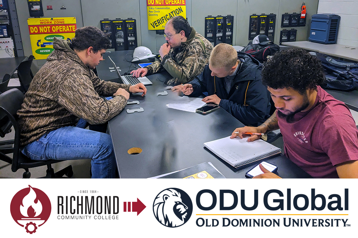 EUSRT students sit at a table studying, with RCC and ODU logos below the image.