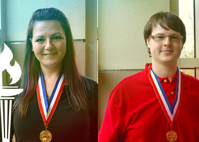 Christi Miles and George Yancey shown for winning Academic Excellence Awards