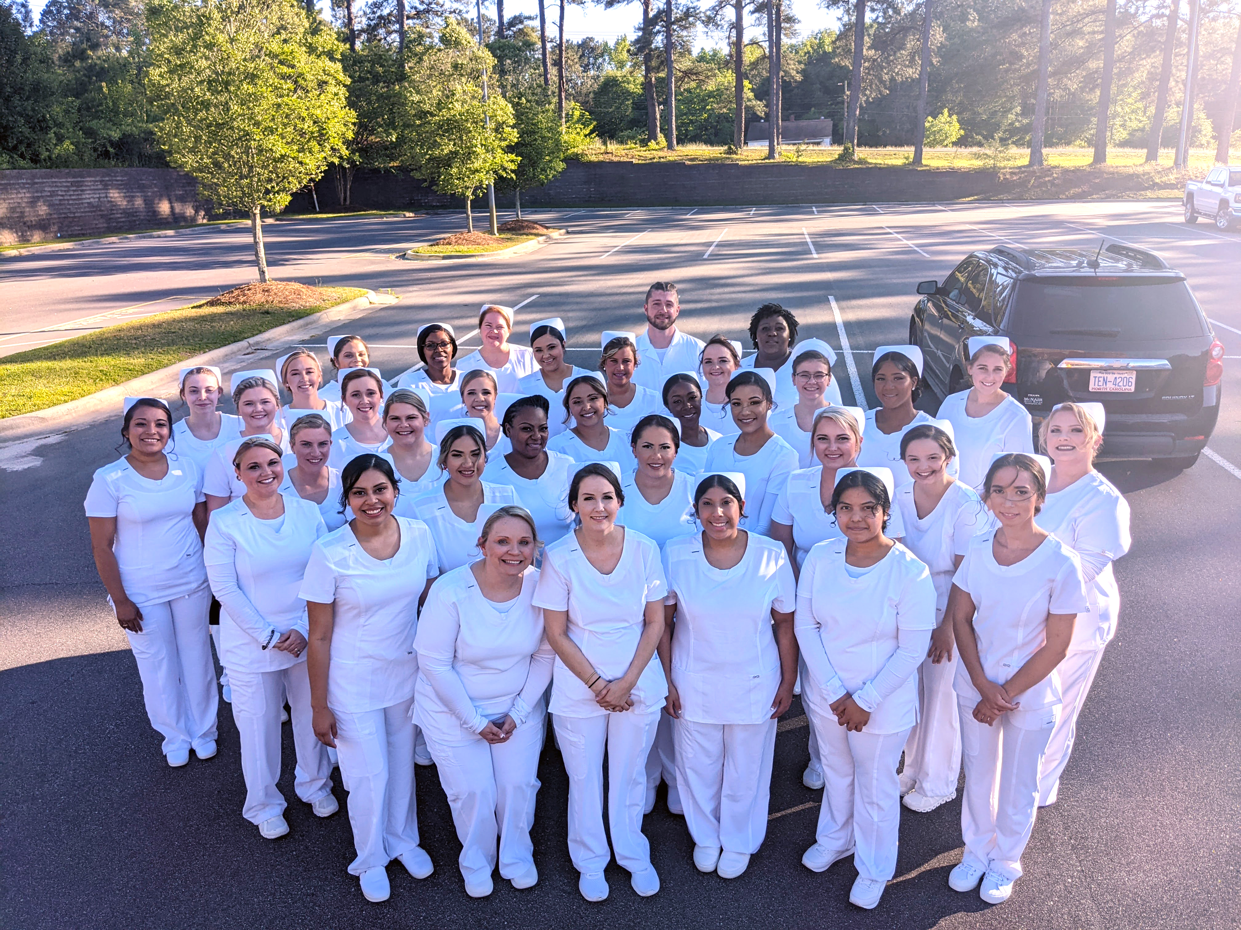 The nursing students pose for a group photo