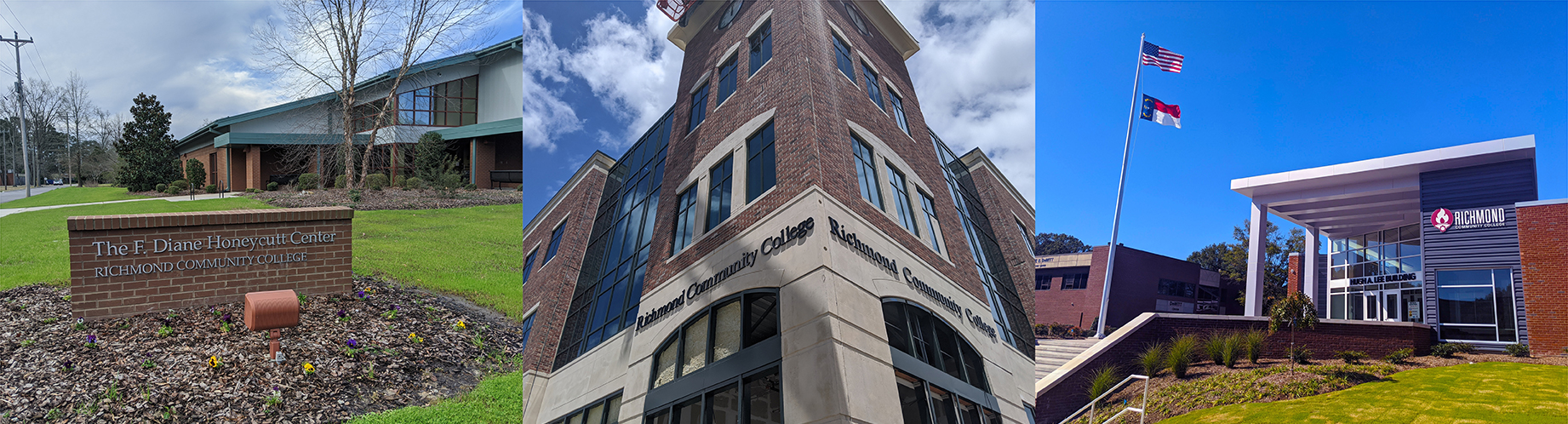 Photos of both campuses and the Robinette Building