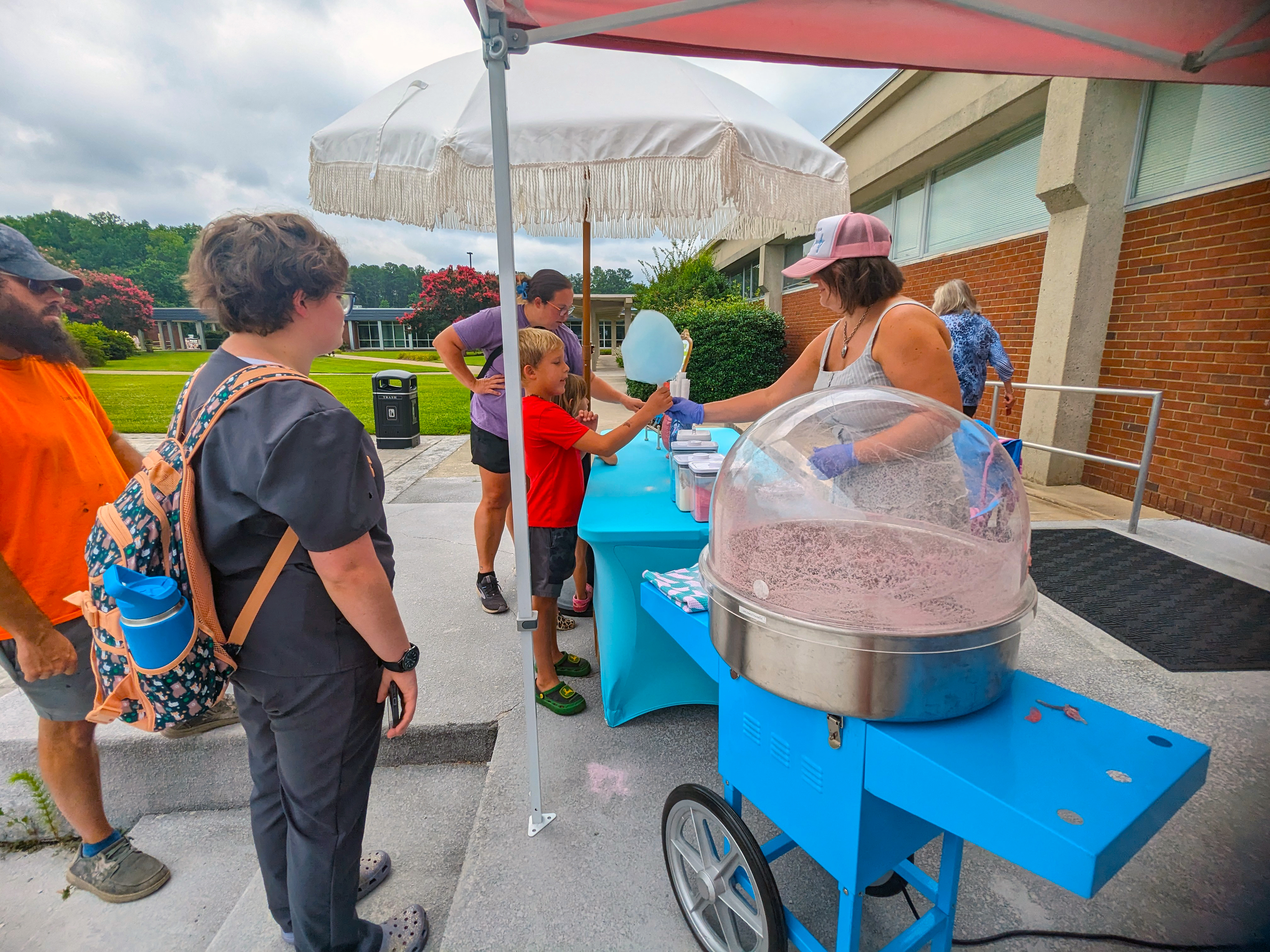 Cotton candy vendor at Party on the Patio