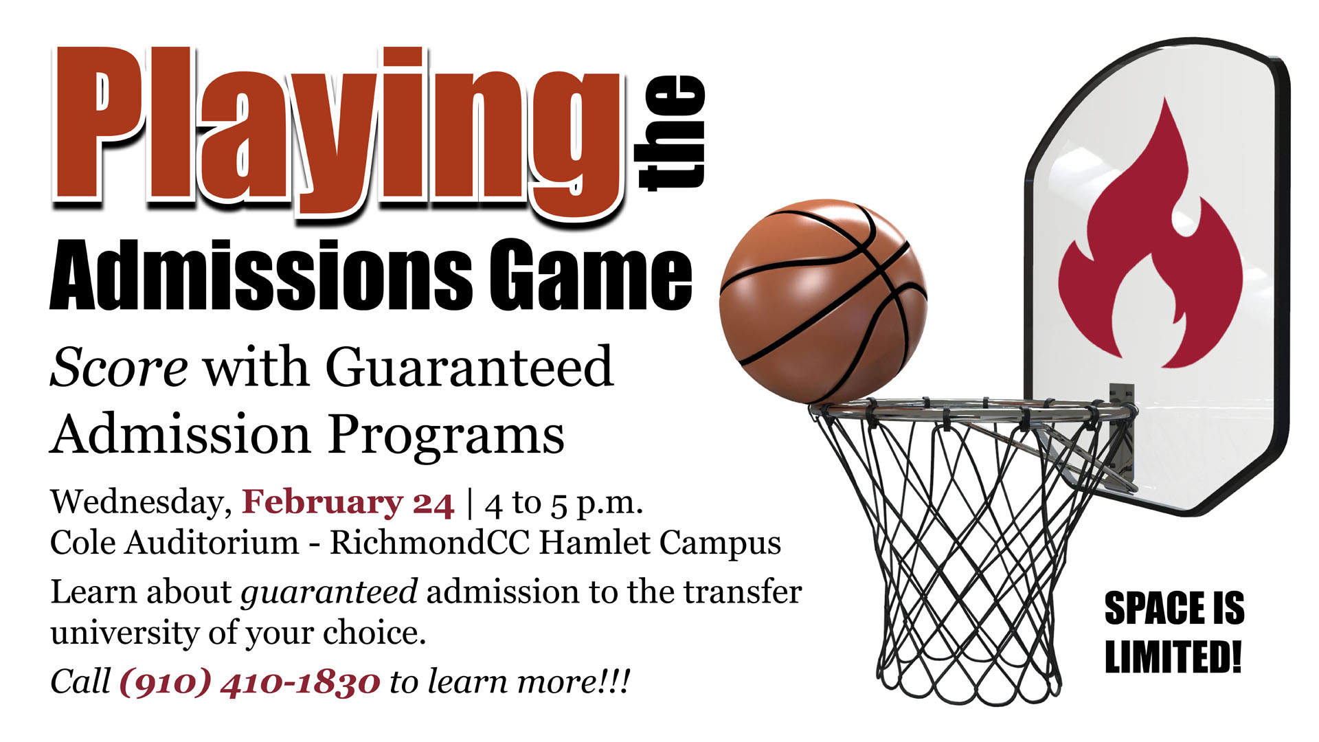 Playing the Admissions Game Graphic with a basketball and hoop