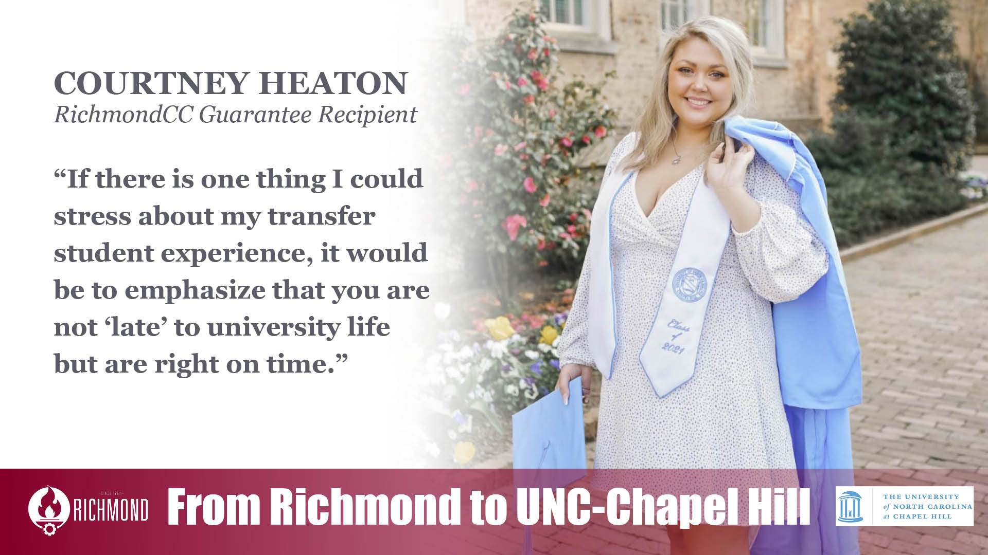 Courtney Heaton, RichmondCC Guarantee graduate and UNC-CH graduate