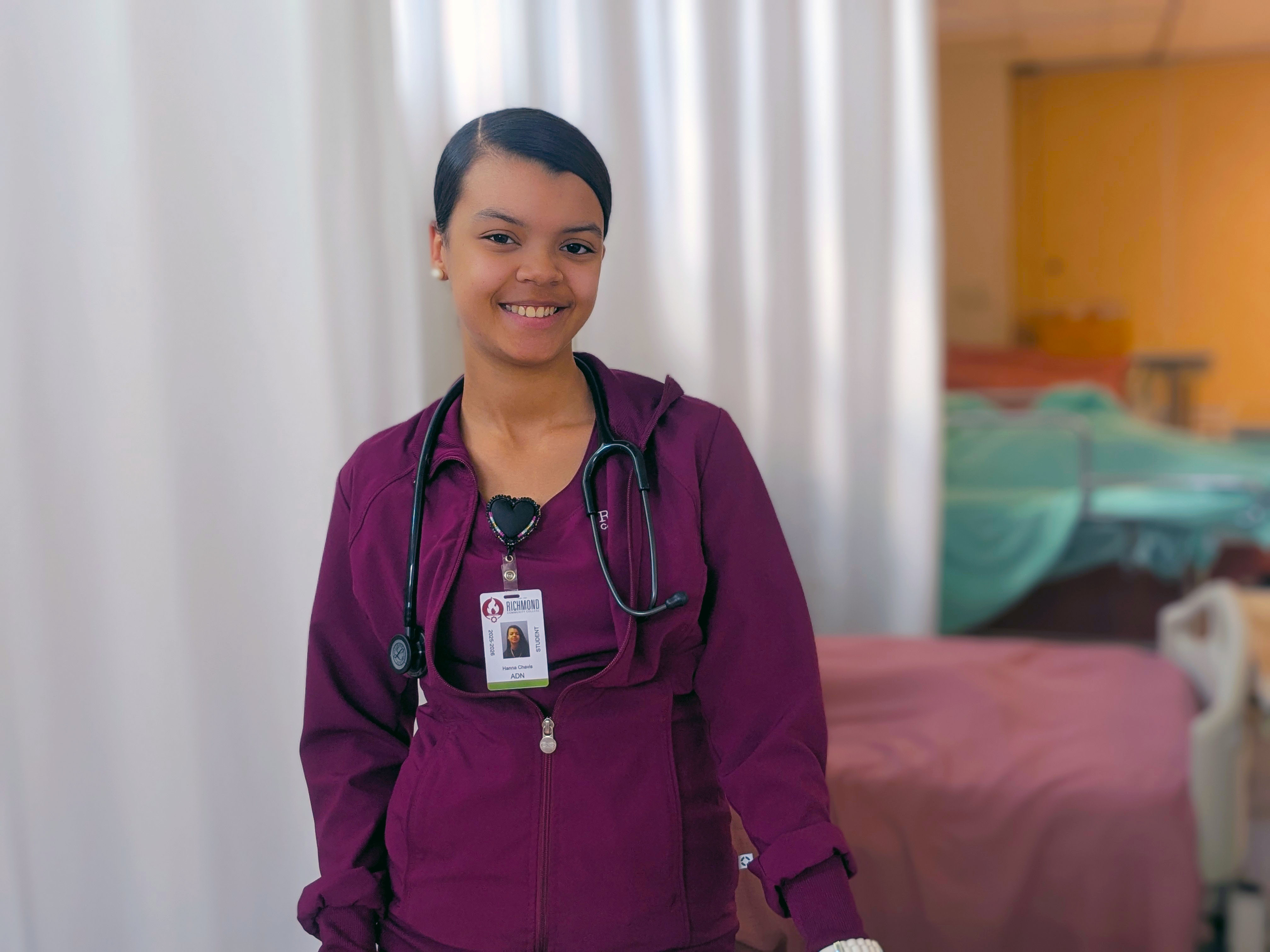 Hanna Chavis stands in the nursing lab