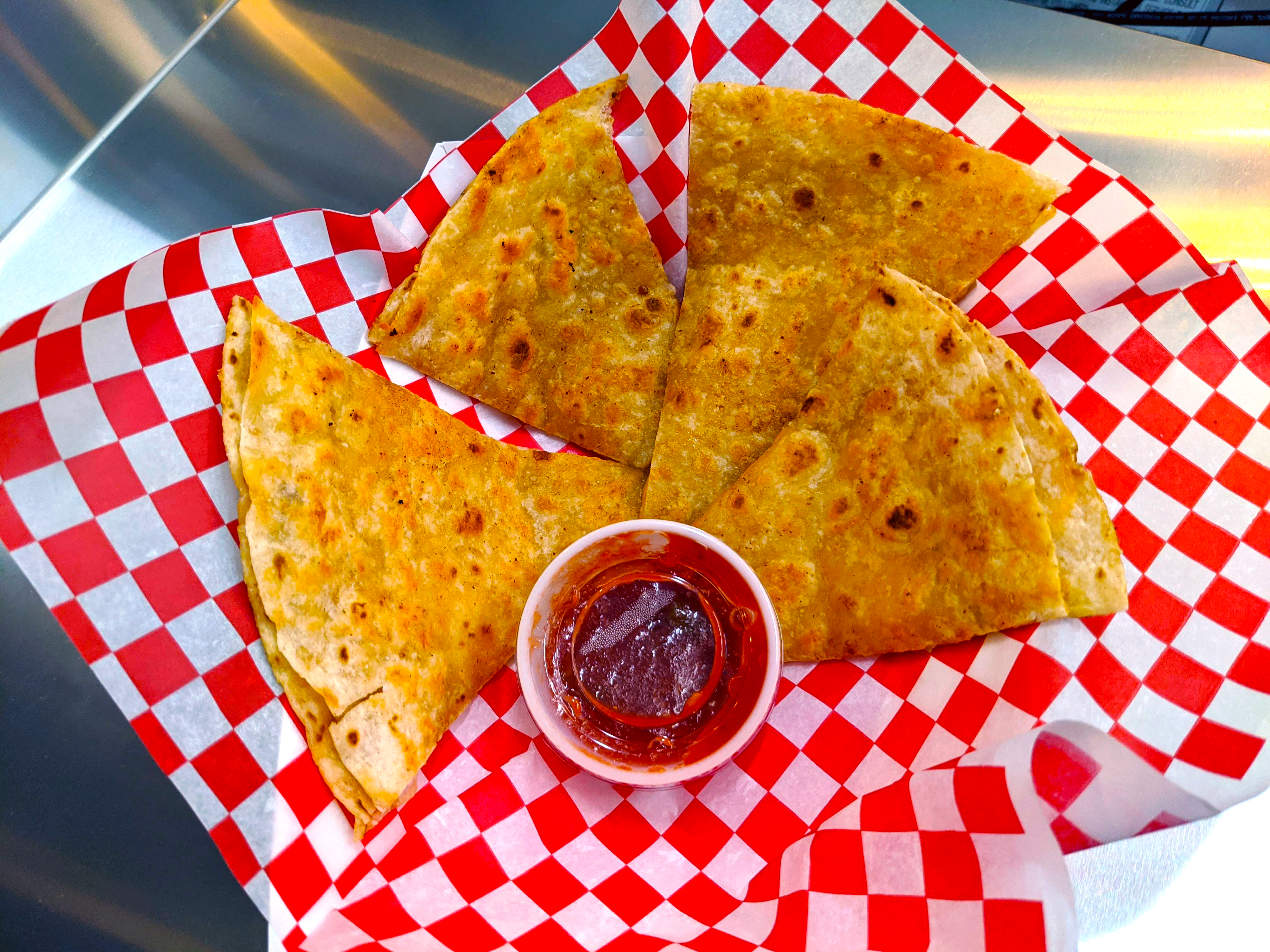 Quesadillas with red sauce