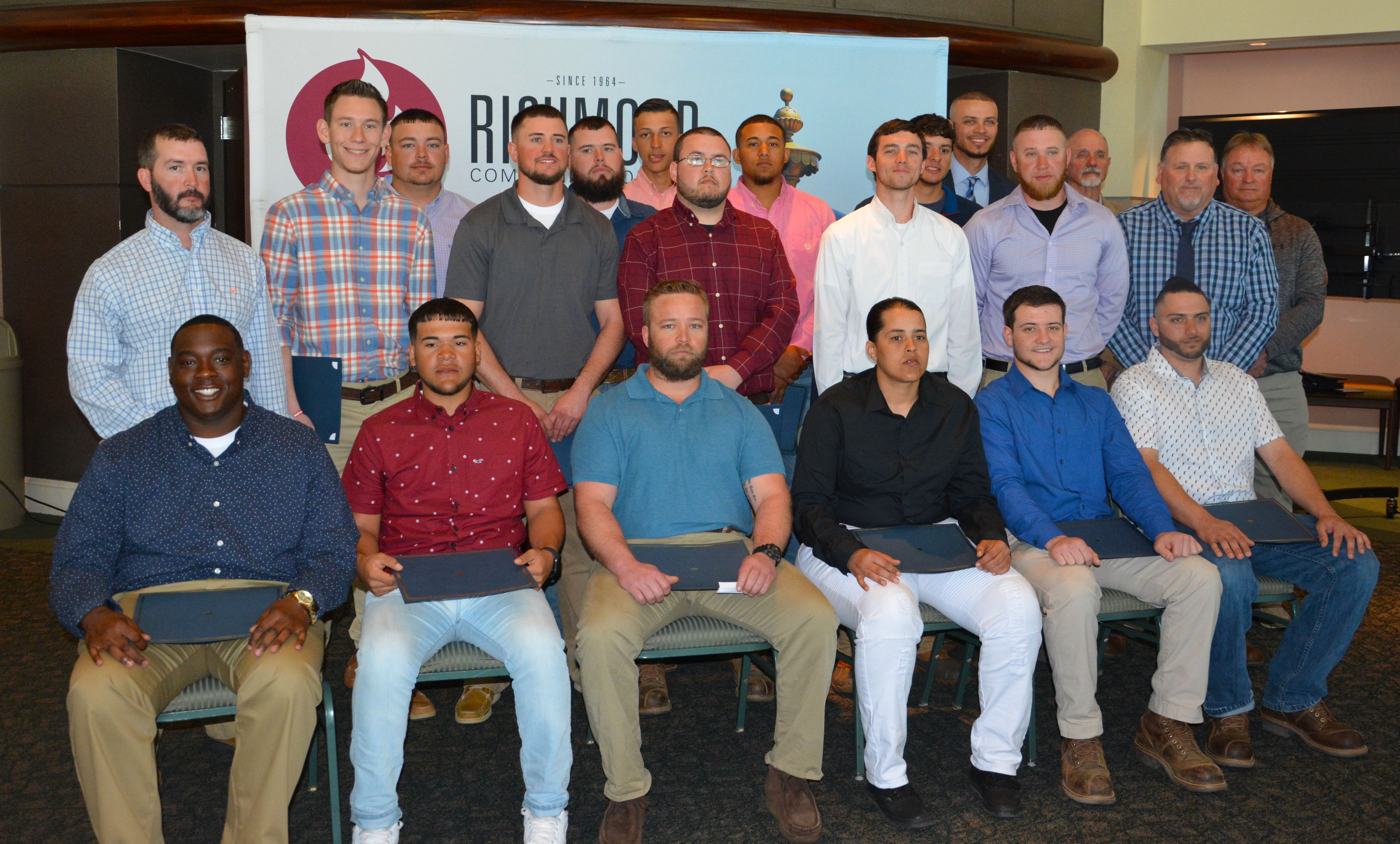 Pictured are the 18 students who graduated Feb. 8 from electric lineman program at Richmond Community College