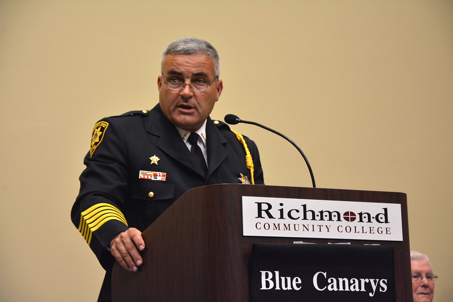 Scotland County Sheriff Ralph Kersey served as the guest speaker at Richmond Community College’s BLET graduation ceremony.