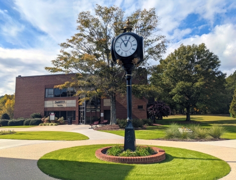 Photo of clock on campus