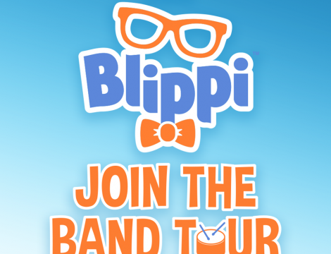 Graphic with the Blippi logo reading "Join the Band Tour"