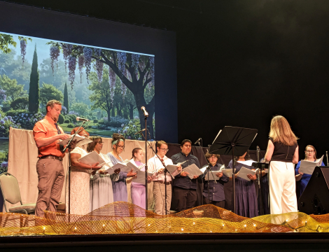 Photo of the RichmondCC Chorus on stage at the Cole Auditorium