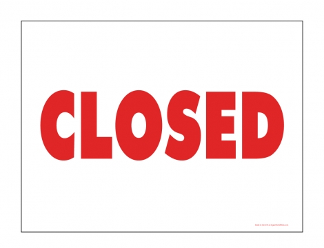 Red and white closed sign