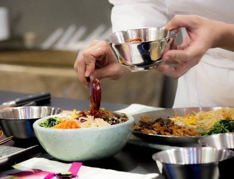 Korean food being prepared in the kitchen