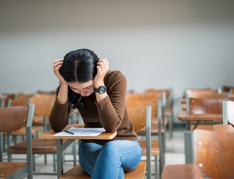 Girl stressing over test