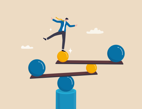 Clipart figure of a person balancing on a see saw