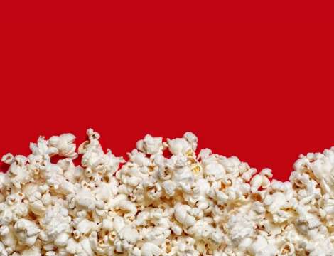 popcorn on red background