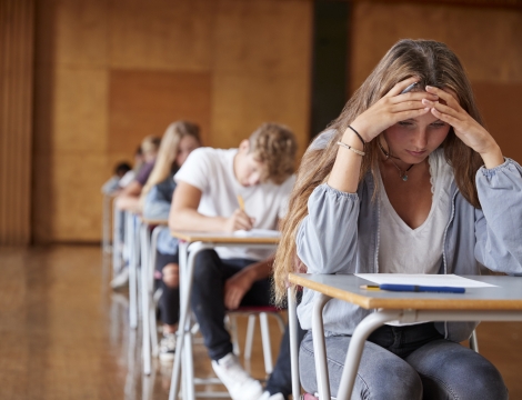 Young lady having test anxiety 