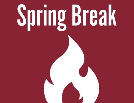 The words "Spring Break" with white flame icon