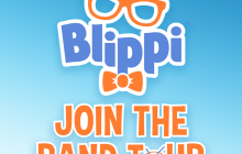 Graphic with the Blippi logo reading "Join the Band Tour"