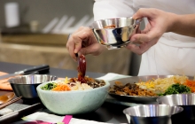 Korean food being prepared in the kitchen