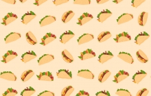 picture of cartoon tacos in rows on a beige background