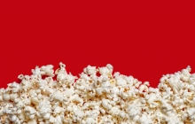 popcorn on red background