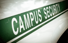 Photo of the words Campus Security on a vehicle