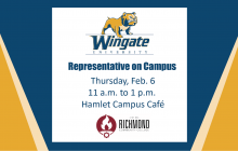 A graphic with the RCC and Wingate Logo explaining times for a representative visit