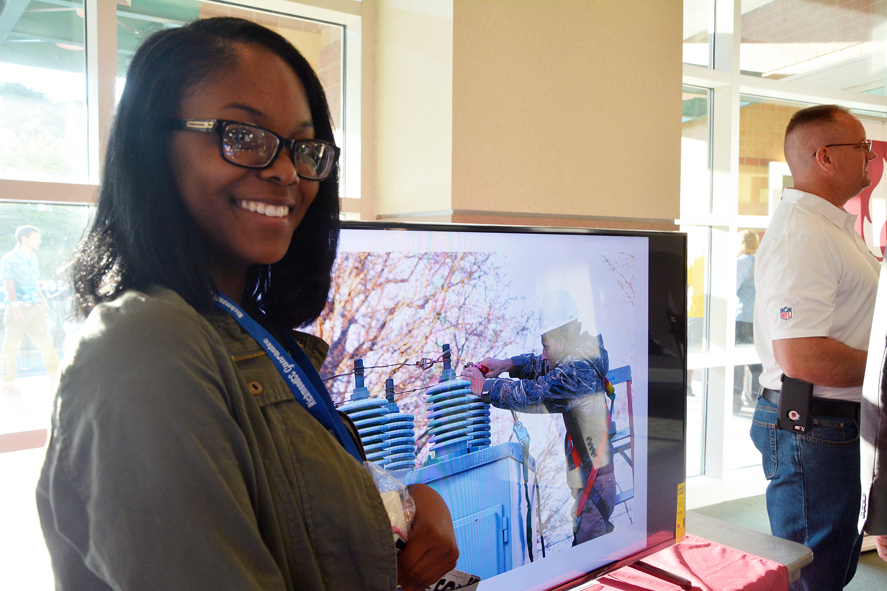 Picture is Arrion McNair, winner of the 55-inch television that was raffled off during the RichmondCC Guarantee Celebration and Open House. McNair is one of the graduating high school seniors who is on track to receive the RichmondCC Guarantee.